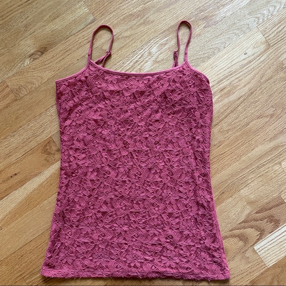 Ann Taylor Loft floral lace solid pink peach cami camisole XS - Picture 1 of 6